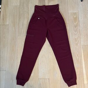 Figs Maroon Maternity Joggers